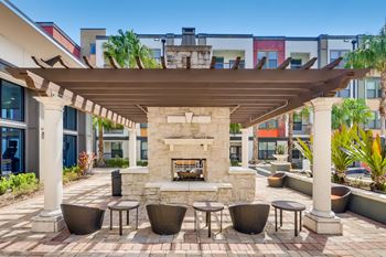 Outdoor gas grilling area & fireplace